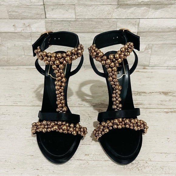 Roger Vivier Bronze Caviar Embellished Stiletto Heels Size 36.5 NWB $1795 Black - Picture 5 of 15